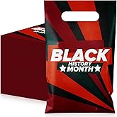 Eersida 100 Pieces Plastic Black History Month Gift Bags Bulk African Treat Bags Black History Month Candy Goodie Bags with Handle Black Merchandise Bags for Black History Month Party Favor Supplies