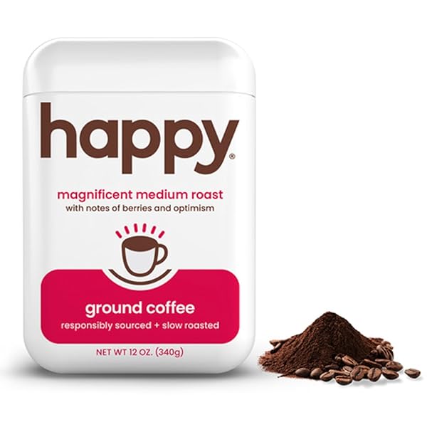 HAPPY COFFEE MEDIUM ROAST GROUND COFFEE, 12 OZ.,...