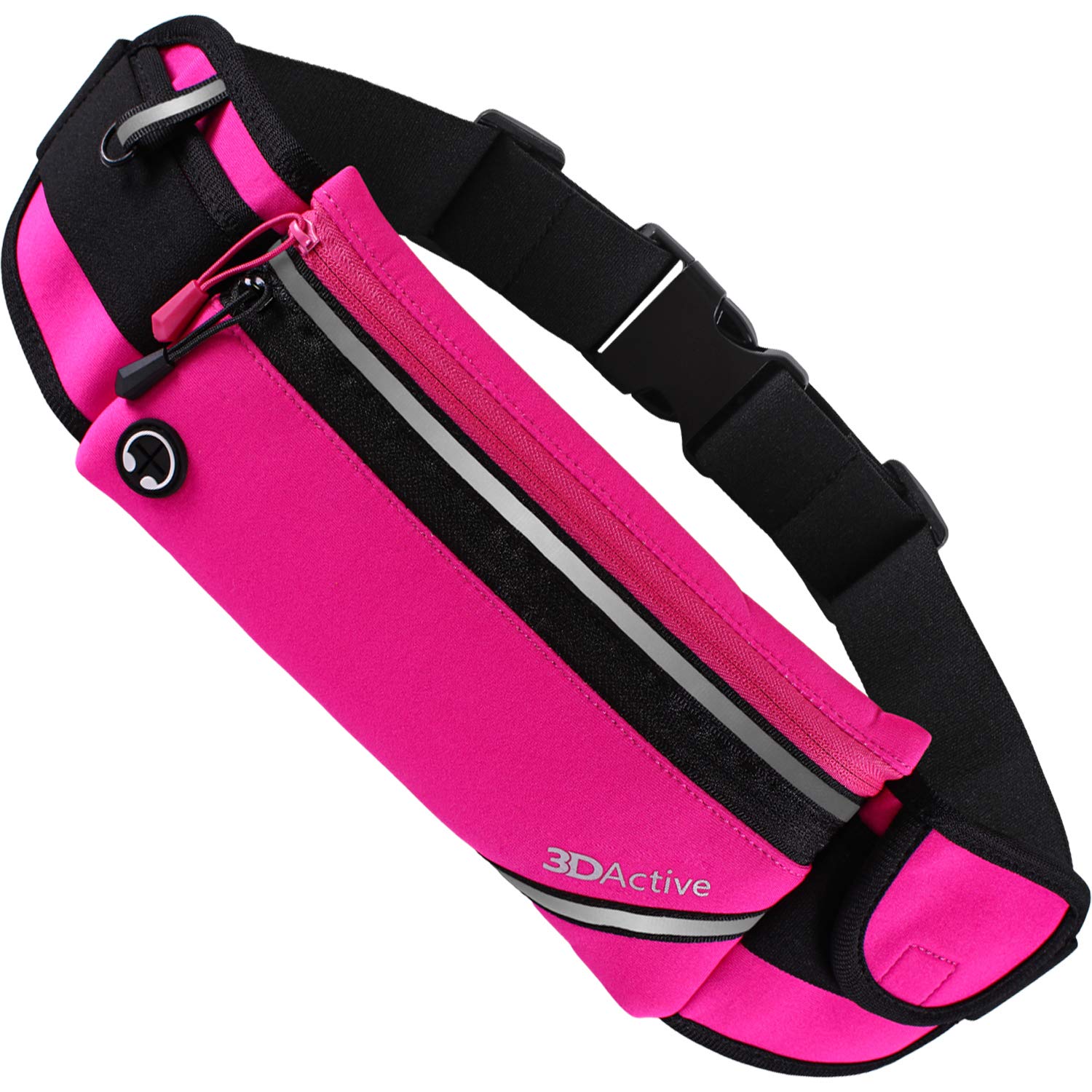3DActive Running Belt Plus Waist Pack, Water Resistant Runners Belt, Workout Fanny Pack, Lightweight, All-in-One Reflective Running Pouch for Exercise, iPhone, Android & Accessories - Magenta