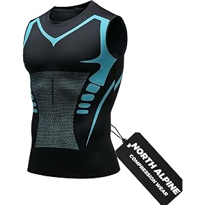 Shirt for Men, Compression Sleeveless Tank Top with Stay-Put Fit, Lightweight Breathable 100% Polyester for Gym & Running