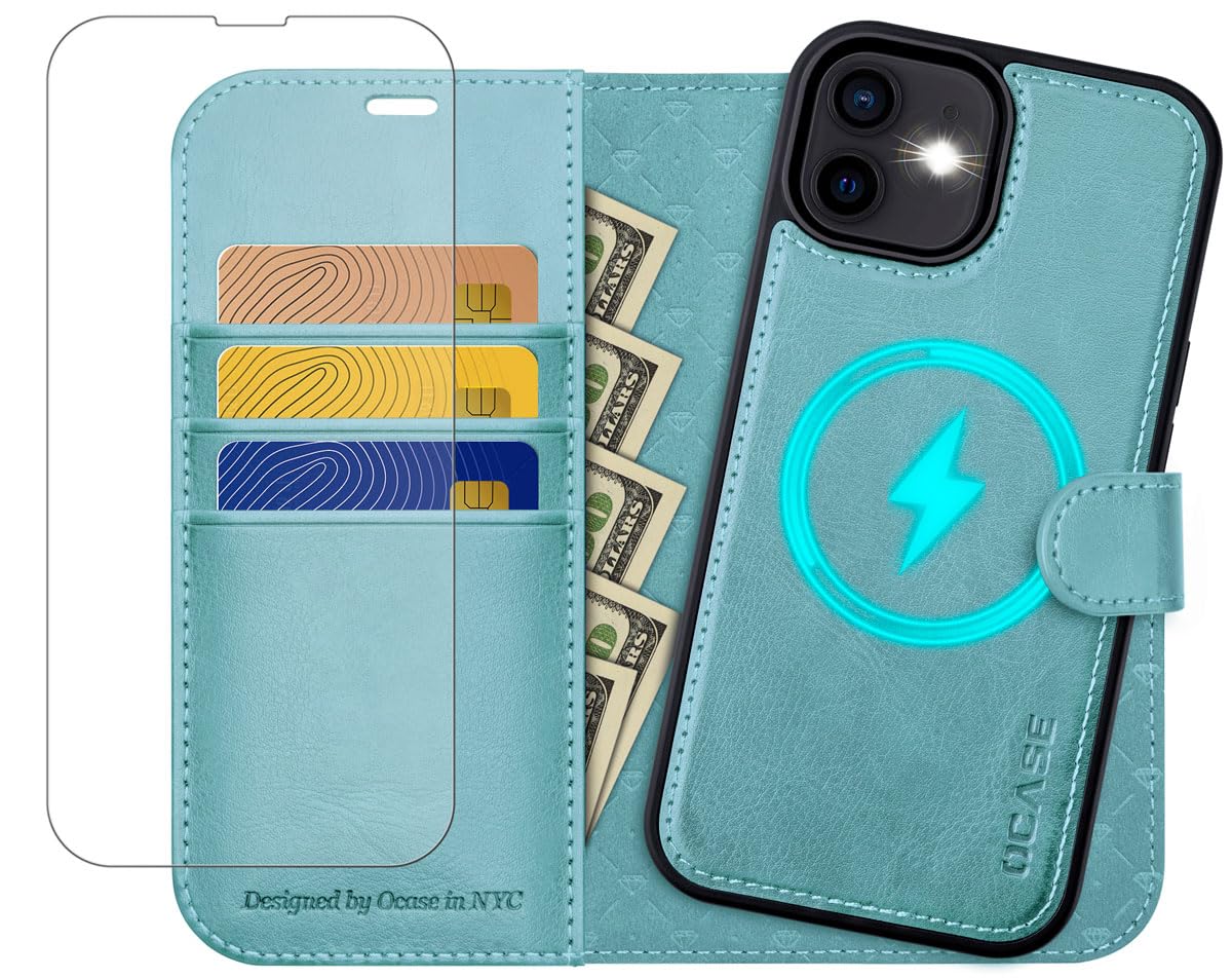 OCASE for iPhone 12 Case,[Upgraded] iPhone 12 Pro Detachable Magnetic 2 in 1 PU Leather Wallet Case with[Kickstand][RFID Blocking][Card Holder] Phone Cover for the 6.1 inch iPhone 12/12 Pro,Ice Blue — image 1