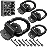 Eapele 1/2" D Rings Tie Down Anchors,Heavy Duty Steel Breaking Strength 12000 lbs, Surface Mount Hooks for Securing Cargo on Trailer, Trucks with Screws and Bolts(4PCS)