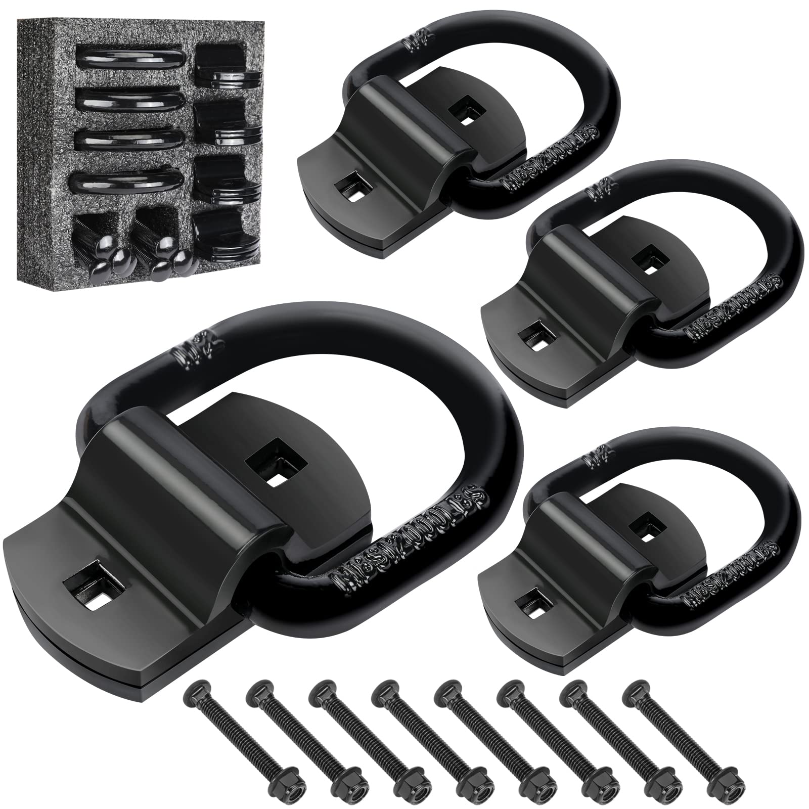 Photo 1 of Eapele 1/2" D Rings Tie Down Anchors,Heavy Duty Steel Breaking Strength 12000 lbs, Surface Mount Hooks for Securing Cargo on Trailer, Trucks with Screws and Bolts(4PCS)