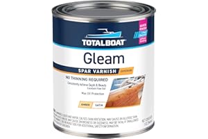 TotalBoat Gleam Marine Spar Varnish, Gloss and Satin Polyurethane Finish for Wood, Boats and Outdoor Furniture (Satin Low-Sheen Quart)