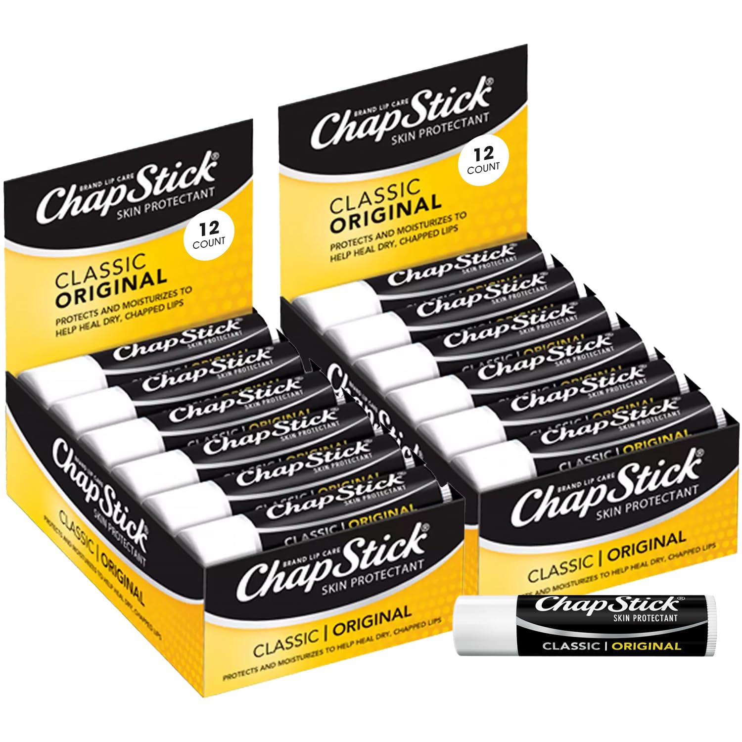 ChapStick Bulk Lip Balm, Classic Original 24-Count – Lip Moisturizer for Dry Lips, 0.15 Ea