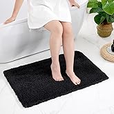 Disolla Black Bathroom Rug 24x36 Non Slip Fluffy Bath Mat for Bathroom Floor Washable Plush Luxury Bath Rug for Tub Soft Shaggy Shower Sink Mat