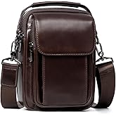 Augus Leather Small Messenger Bag For Men Crossbody Handbag Shoulder Sling Travel Bags for Men Purse Daypack Magnetic Buckle