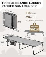 KingCamp Oversize Padded Sun Lounger 200x68 cm 5-Position Backrest Heavy Duty view 3