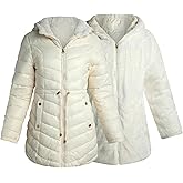 Jessica Simpson Womens Puffer Jacket - Faux Fur Lined Long Coat Winter - Insulated Reversible Hooded Winter Jacket for Women