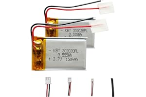 KBT KEEP BETTER TECH KBT 3.7V 150mAh Li-Polymer Battery：302030 Rechargeable Lithium-ion Replacement Batteries (2pack)