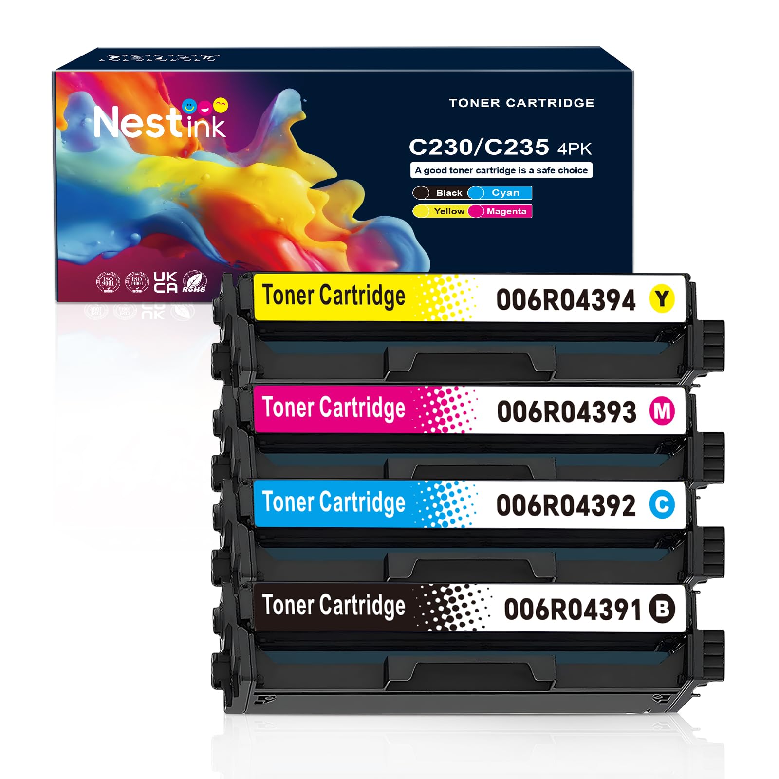 Photo 1 of C235 Toner Cartridge for Xerox c230 C235/DNI Color Multifunction Printer,4500-5500 Pages High-Yield Ink Cartridge Replacement 006R04391 006R04392 006R04393 006R04394(Black, Cyan, Magenta, Yellow)