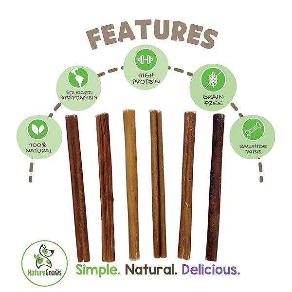 NATURE GNAWS SMALL BULLY STICKS FOR DOGS 5-6″ (25 COUNT) – LONG LASTING FOR LIGHT CHEWERS AND PUPPIES – NATURAL THIN BEEF DOG CHEW BONES – RAWHIDE FREE