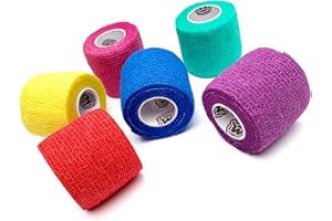 WildCow Vet Wrap 2" Bulk Tape Dog Bandages, 6 Color Pack Pet Leg Raps