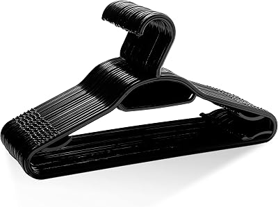 KEPLIN 30 Pack 5 in 1 Hangers Plastic Coat Hangers Space Saver Black