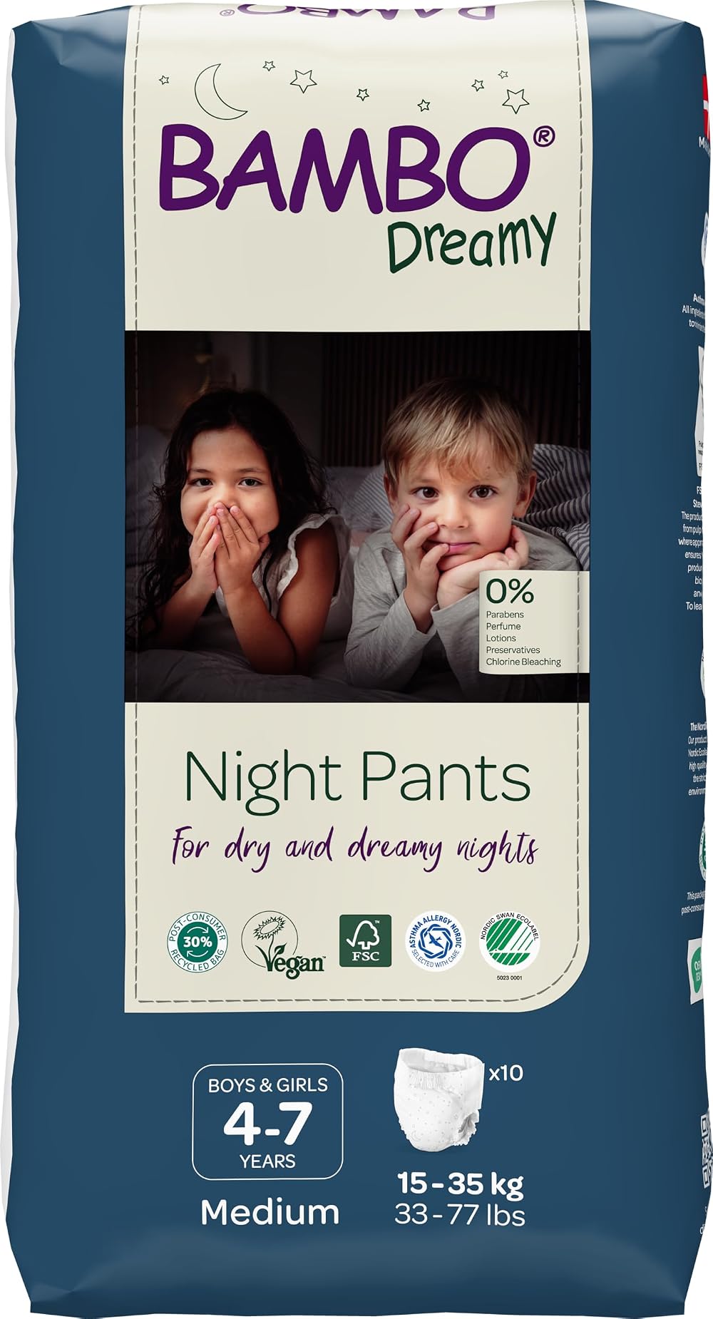 Bambo Nature Dreamy Night Pants 10 Count Pull Up Diapers 4-7 Years