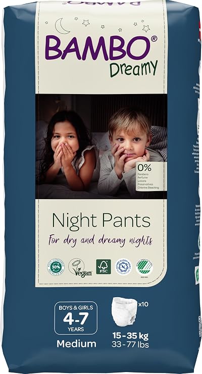 Bambo Nature Dreamy Night Pants 10 Count Pull Up Diapers 4-7 Years