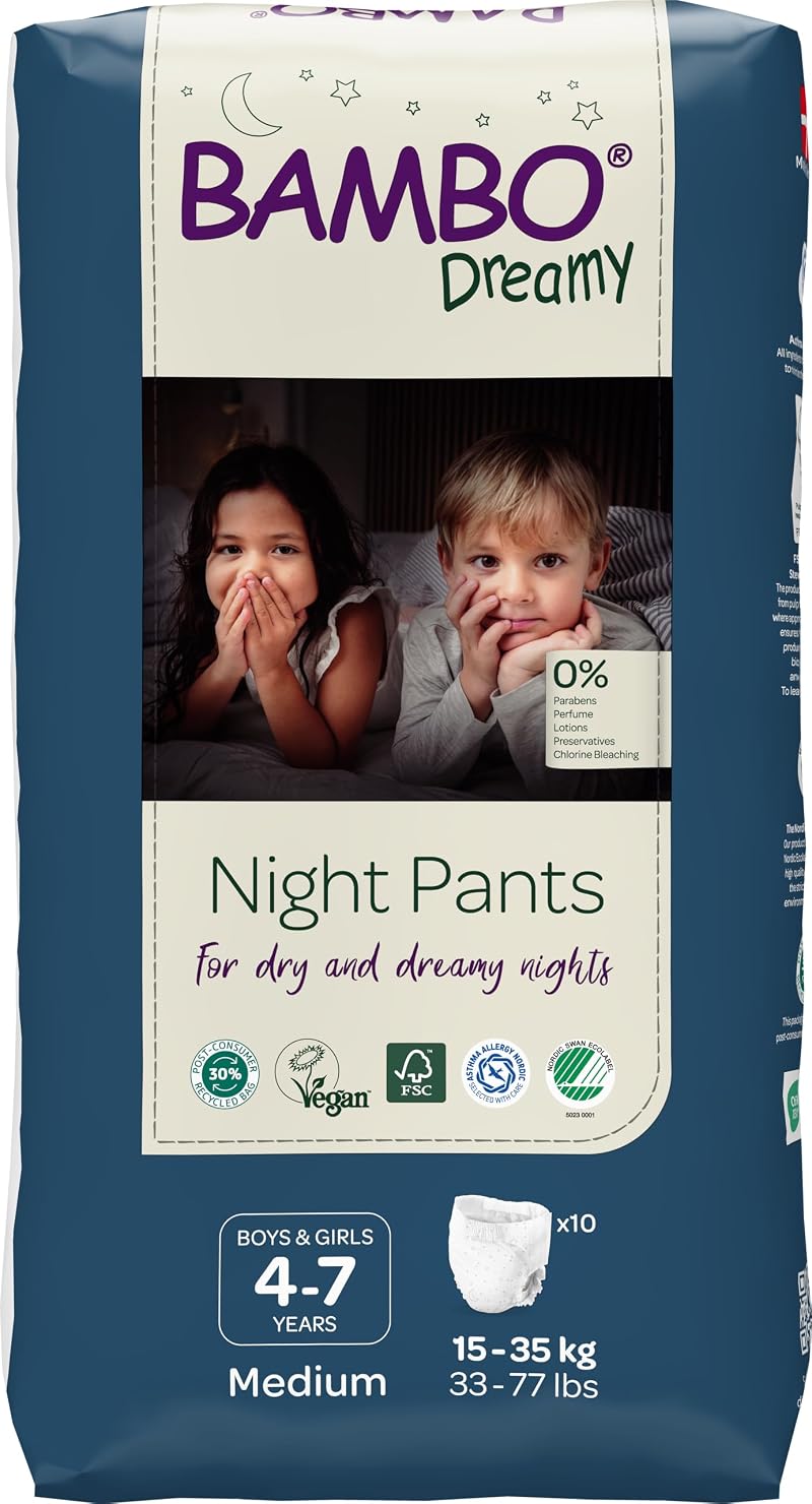 Bambo Nature Dreamy Night Pants 10 Count Pull Up Diapers 4-7 Years