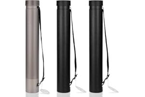 DEWEL Poster Tube Storage,Poster Carrying Case,Blueprint Case Telescoping Art Tube,Extendable Poster Tubes Expand from 22” to 34” with Strap for Artworks, Drafting and Scrolls,Black/Brown 3 Packs