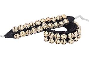 HANDTECHINDIA Dancing Bells Ghungroo Pair Indian Classical Dance Accessories Ghungroo with Colored Cushion Pad Best Dance Metal Brass Anklets Bells Ghunghroo Pad (Black, Double Line)