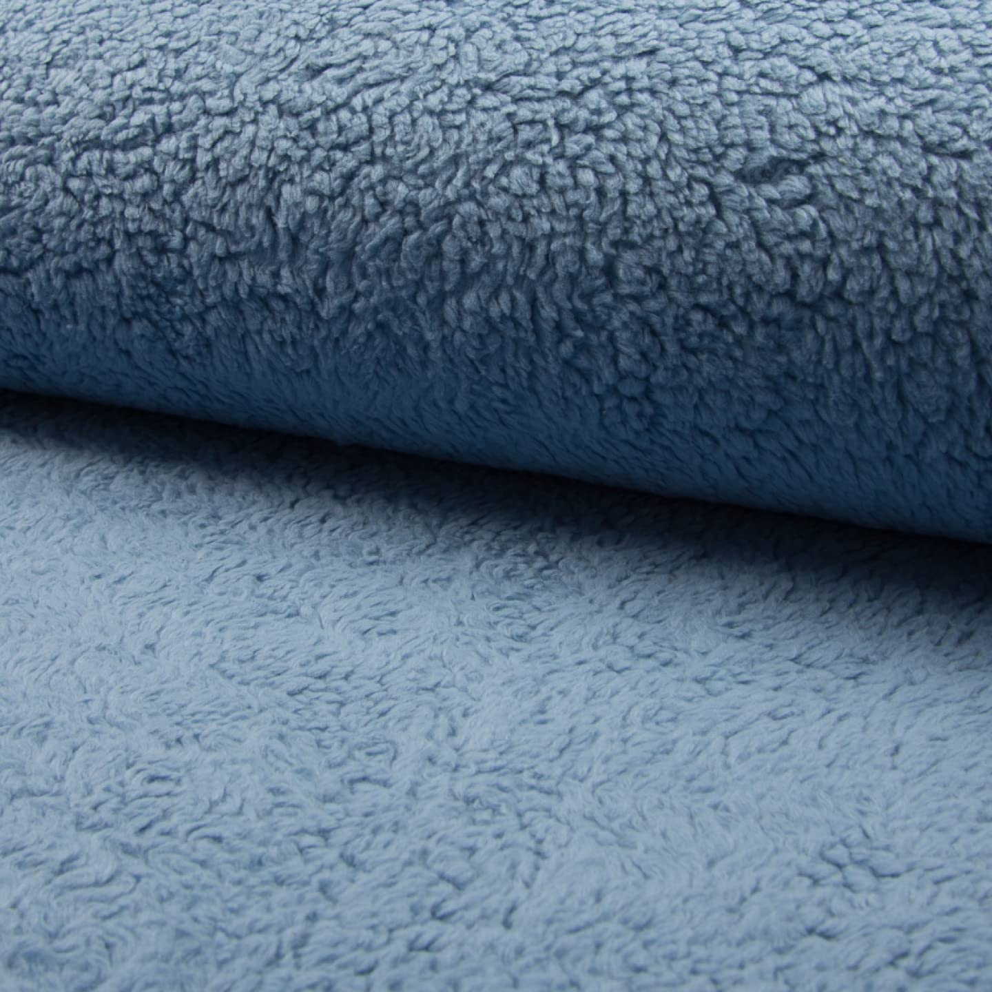 Cotton Teddy Sherpa Fleece Fabric Material - Dusty Blue, 1Mtr 150cmx100cm