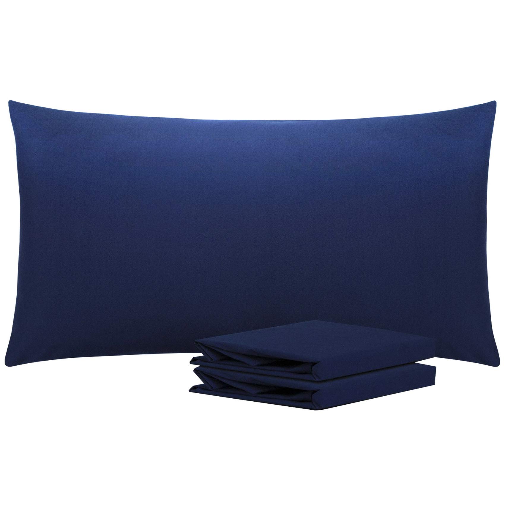 NTBAY 2 Pack 100% Brushed Microfiber Plain Pillowcases, 1800 Super Soft and Cozy, Wrinkle, Fade, Stain Resistant with Envelope Closure Bed Pillow Cases, 50x90 cm, Navy — image 1