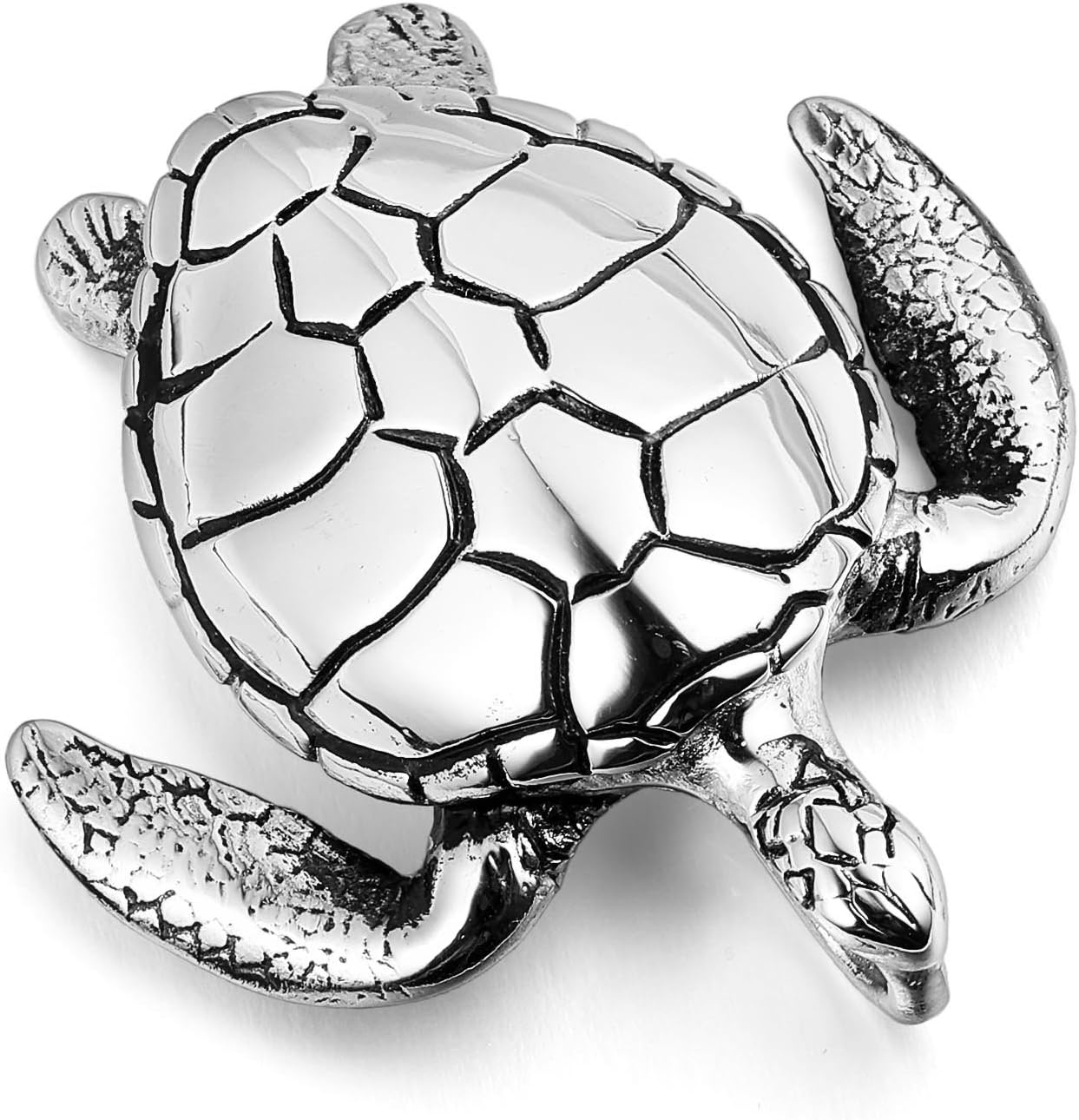 Mens Stainless Steel Sea Turtle Pendant Necklace Silver Tone with a 22 inch Chain