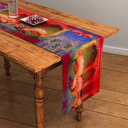 Sej By Nisha Gupta Sej Abstract Multicolour Hd Digital Premium 13 By 48 Inches Table Runner