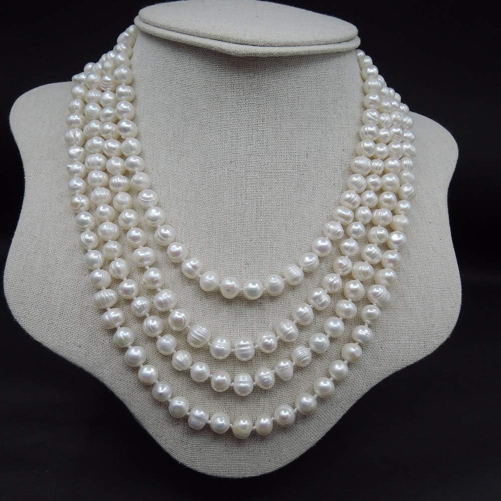 Amazon.com: Davitu Chain Necklaces - very long pearl necklace, 100% NATURE FRESHWATER PEARL LONG 