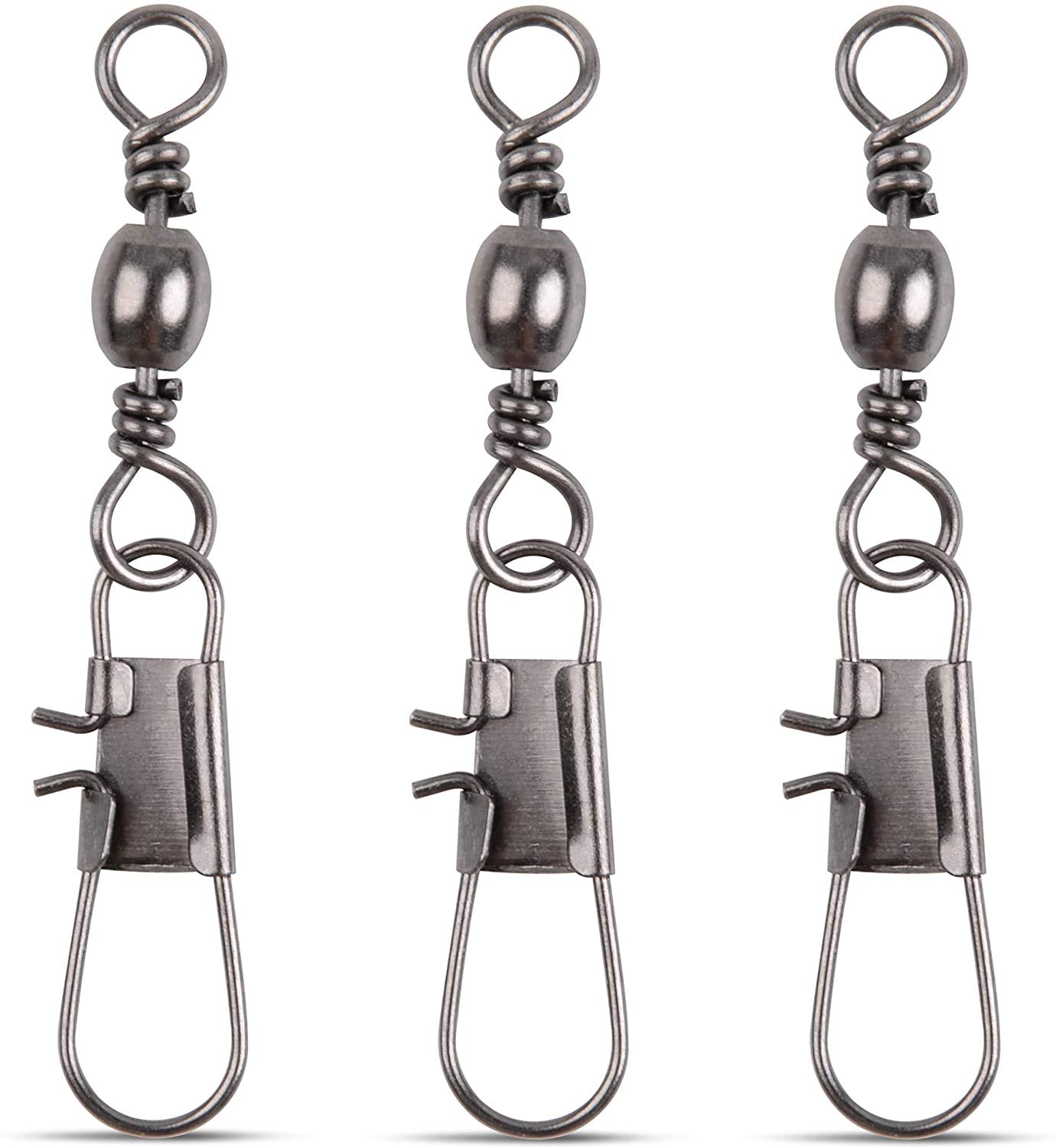 OROOTL 100pcs Barrel Swivel with Interlock Snaps - Fishing Swivel Snap Copper Barrel Swivel with Double Safety Snap Fishing Tackle