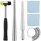 FLKQC Ring Mandrel Sizer Tool with Metal Mandrel Finger Sizing Measuring Stick and Ring Sizer Guage of 27 Pcs Circle Models J