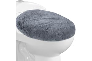 Soft Bathroom Toilet Lid Cover with Elastic All Around,Fabic Covers,Machine Washable,Fit Most Size Toilet Lids (Light Grey)