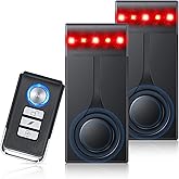 Car Alarm System with Motion Sensor, 108dB Anti-Theft Alarm Wireless Remote | Anti-Theft Vibration Sensor Alarm with Red Warning Light, UV-Resistant PC Material, for Car, RV, Motorcycle, Bike (2 Alarms)