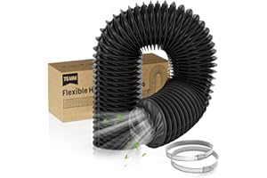HG Power 3 Inch Duct Hose, 3" X 8FT Flexible Nylon Duct, Diesel Heater Hose Air Ducting With 2 Clamps For HVAC Ventilation (Black)