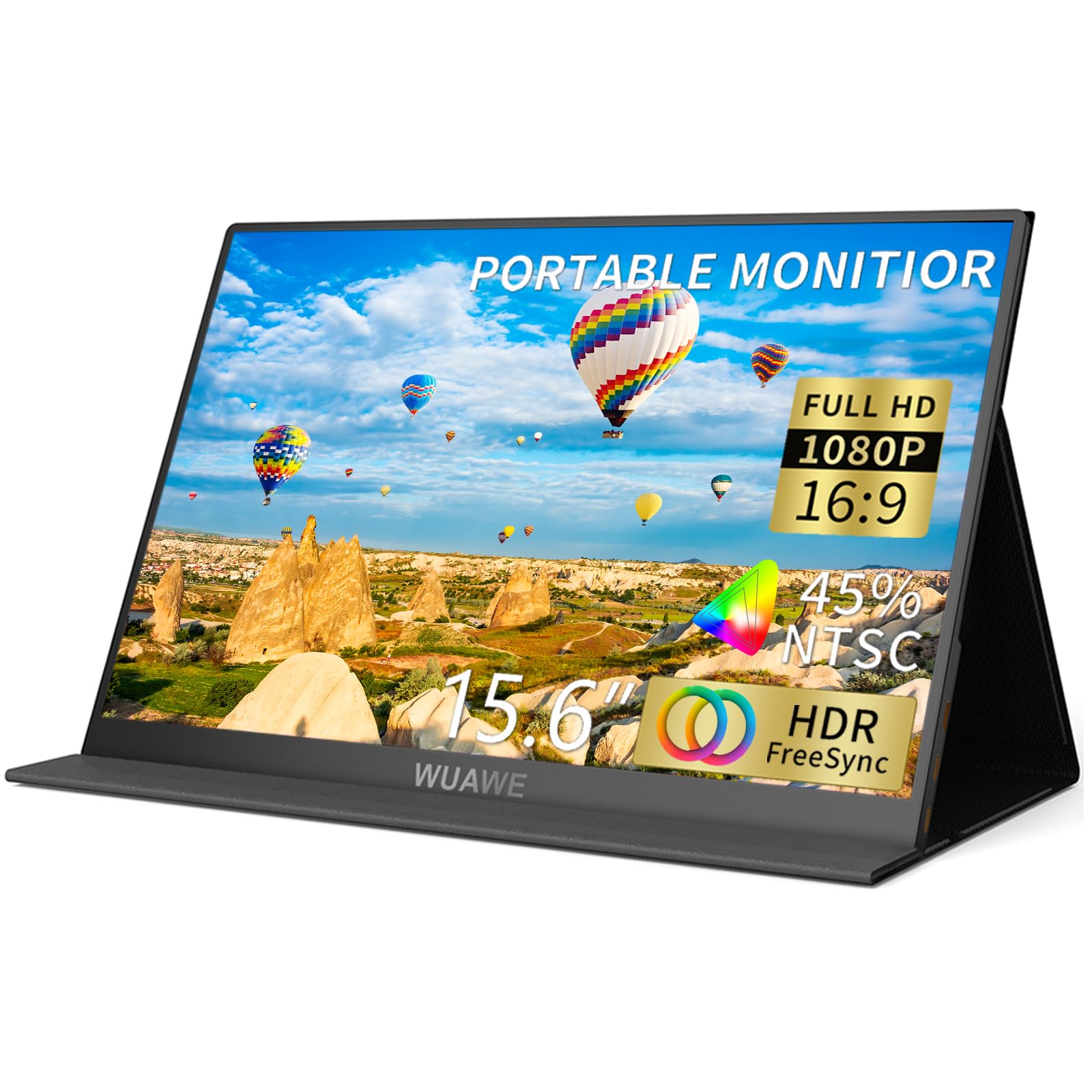 Photo 1 of WUAWE Portable Monitor,15.6-AA 1080P 72% NTSC 98% sRGB USB C HDMI Travel Monitor for Laptop, External Second Computer Monitor with HDR Freesync Low Blue Light for PC Mac Phone PS5 Switch