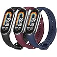 TFXXSJWY 3 Pack Bands for Mi Band 8 Strap/Mi Band 9 Strap Soft Silicone Replacement Sport Wristband for Xiaomi Mi Band 8/9 Watch Band Accessories for Women Men