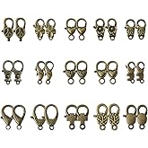 KISSITTY 30pcs Tibetan Bronze Assorted Style Large Lobster Claw Clasps 23-30mm Jewelry Bracelet Necklace Keychain Making End Clasps