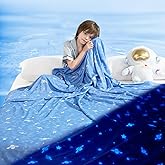 LUXEAR Cooling Blanket Throw, Glow in The Dark Cool Blanket with Star Cosmic for Boys Girls, Absorbs Heat to Keep Body Cool All Night, Lightweight Summer Cool Blankets for Sleeping - Glow Blue