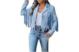 Firzero Tassels Coat Women Faux Suede Jacket Long Sleeve Fringe Jackets Motorcycle Moto Biker Short Open Front Cardigan 2024