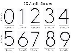 nanlyiau 5in 3D Adhesive door number house numbers