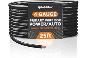 InstallGear 4 Gauge OFC Pure Copper Power Ground Wire Cable - 25ft Black, True Spec, Soft Touch Welding, Battery, Automotive,