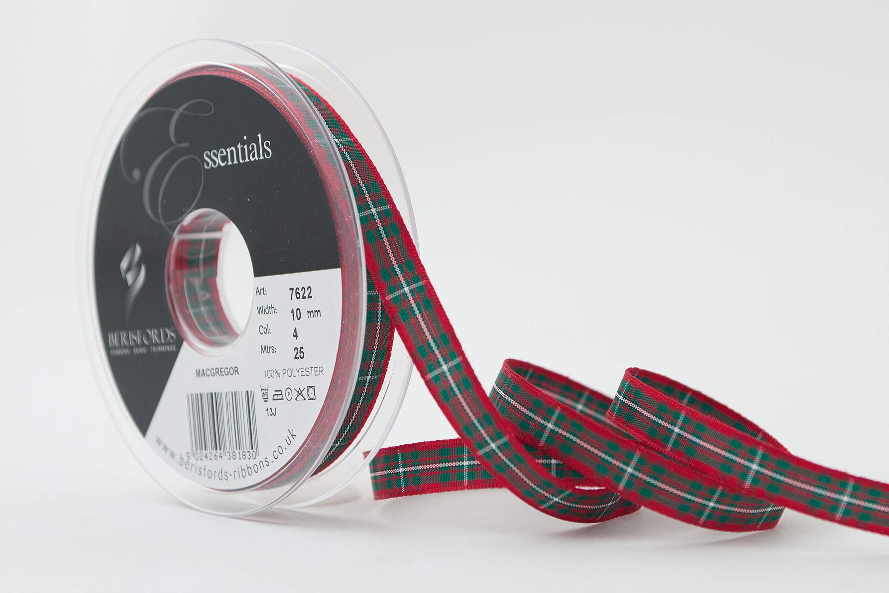 Berisfords Polyester Tartan Ribbon, Macgregor, 10 mm — image 1