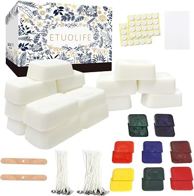 ETUOLIFE Soy Wax Candle Making Kit 960g 30 Wicks 8 Dyes 2 Centering Device