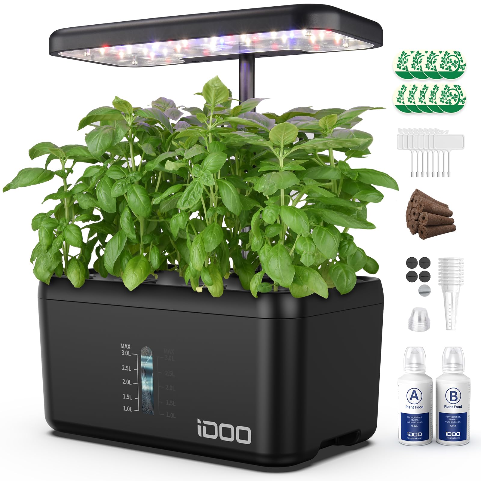 iDOO Hydroponics Growing System Kit 8Pods, Birthday Gifts for Mom Women, Herb Garden Indoor with LED Grow Light for Home School, Built-in Pump, Auto-Timer, Adjustable Height Up to 15