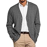 Runcati Mens Cable Knit Cardigan Sweater V Neck Casual Button Down Sweaters Long Sleeve Fall Outwear with Pockets