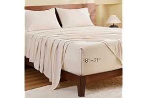 GOKOTTA 4-Pcs Queen Sheet Set, 18"-21" Extra Deep Pocket, Non-Slip Elastic Corner Straps, Prewashed & Brushed Microfiber Poly