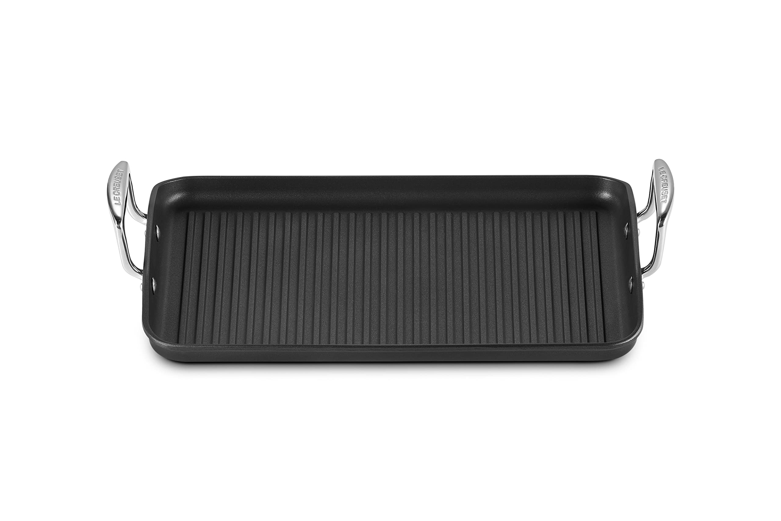 LE CREUSET Toughened Non-Stick Ribbed Rectangular Grill, 35 cm, 52107350010101, Black