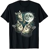 Funny Cat Shirt | Three Cat Moon 3 Wolfs Cute Kitten Graphic T-Shirt