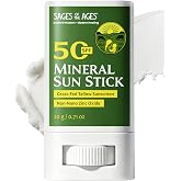 Beef Tallow Mineral Sunscreen Stick SPF 50 for Face &amp; Body, Broad Spectrum, Non-Nano Zinc Oxide, No White Cast, Reef Safe, Water Resistant 80 Min, Fragrance Free, Travel Size 20g