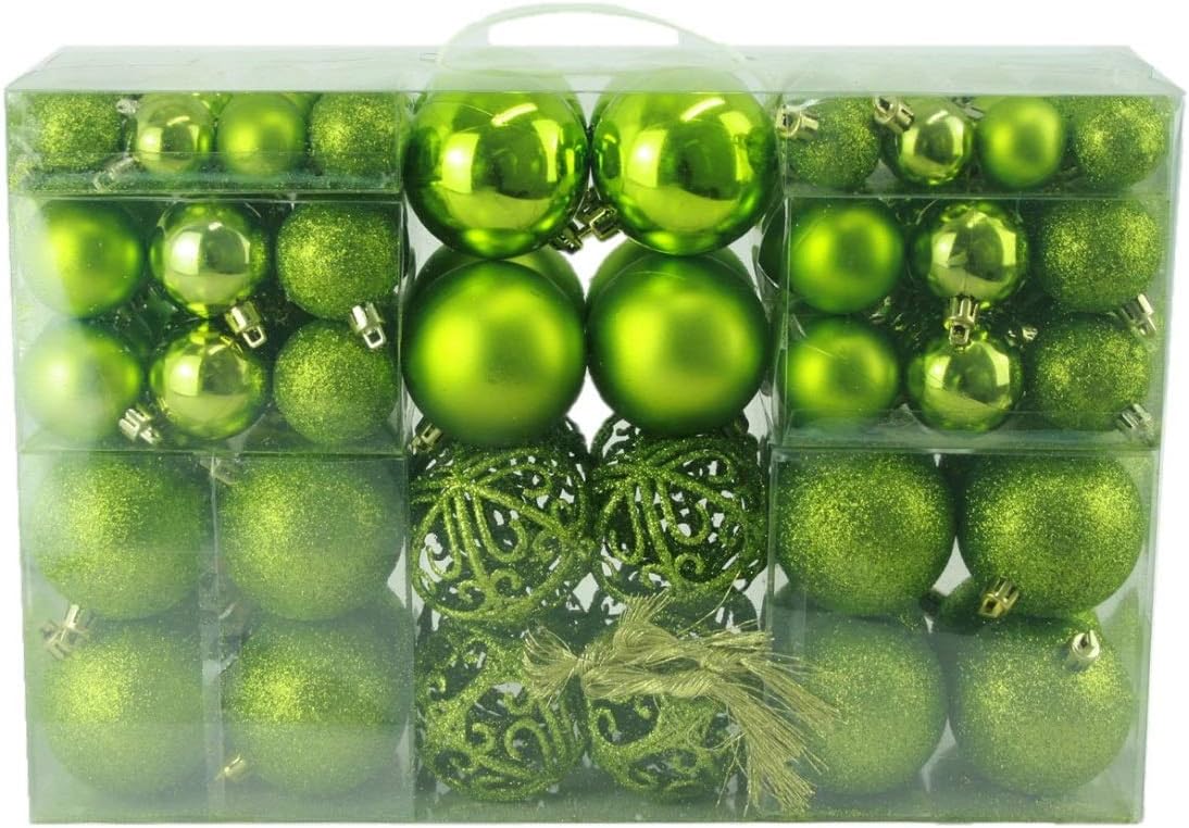 100 palline natalizie di colore verde, scintillanti, lucide e opache