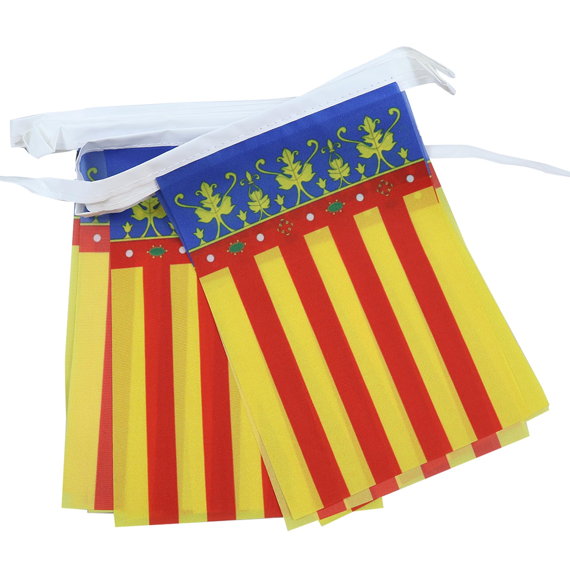 AZ FLAG Valencian Community Bunting Flag, 20 Ft Garland 20 Small Spanish region of Comunidad Valenciana Flags 8'' x 6'', 100% Polyester String Pennant, 6 meters — image 1